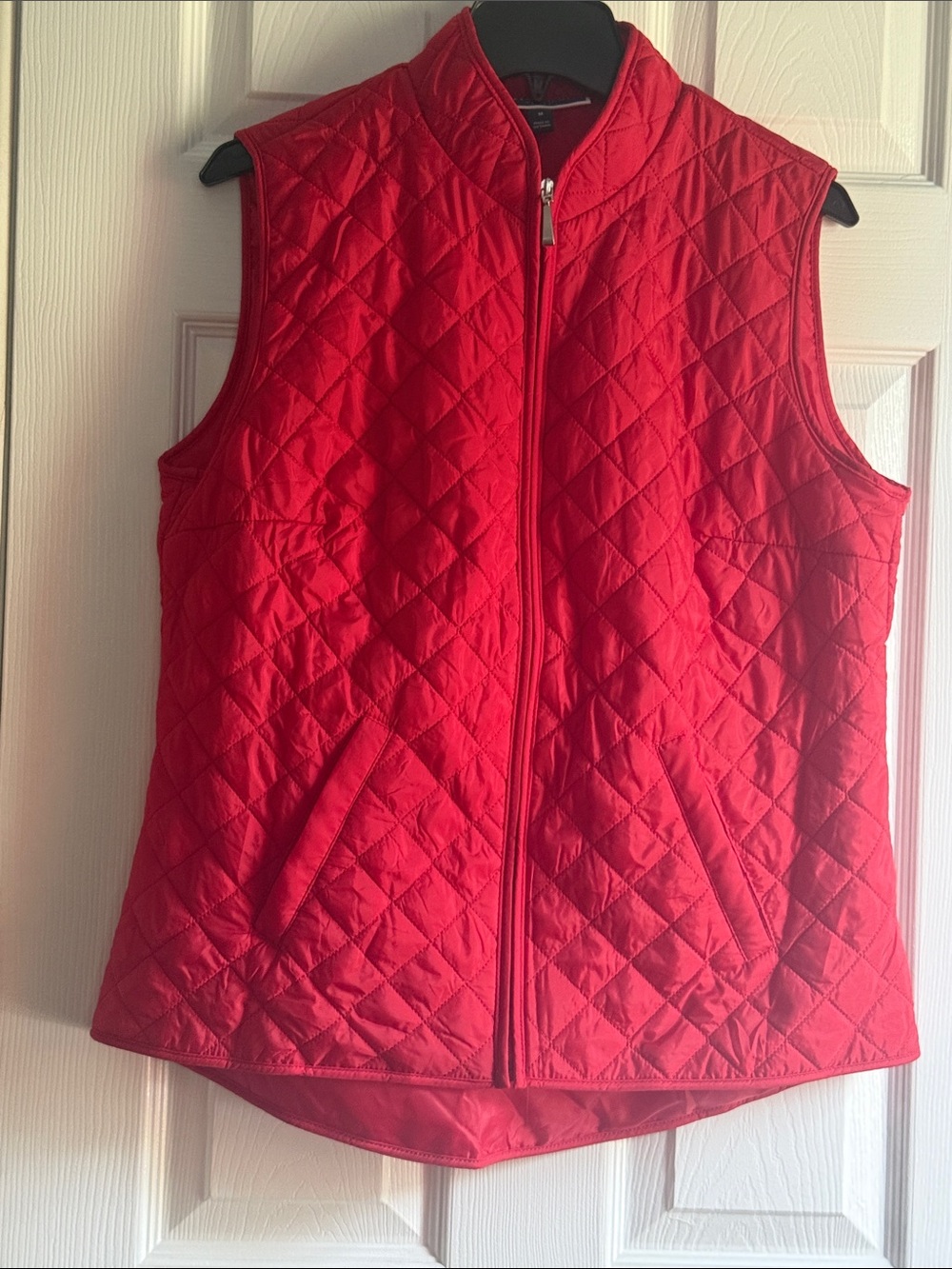 Karen Scott Quilted Red Sleeveless Puffer Vest